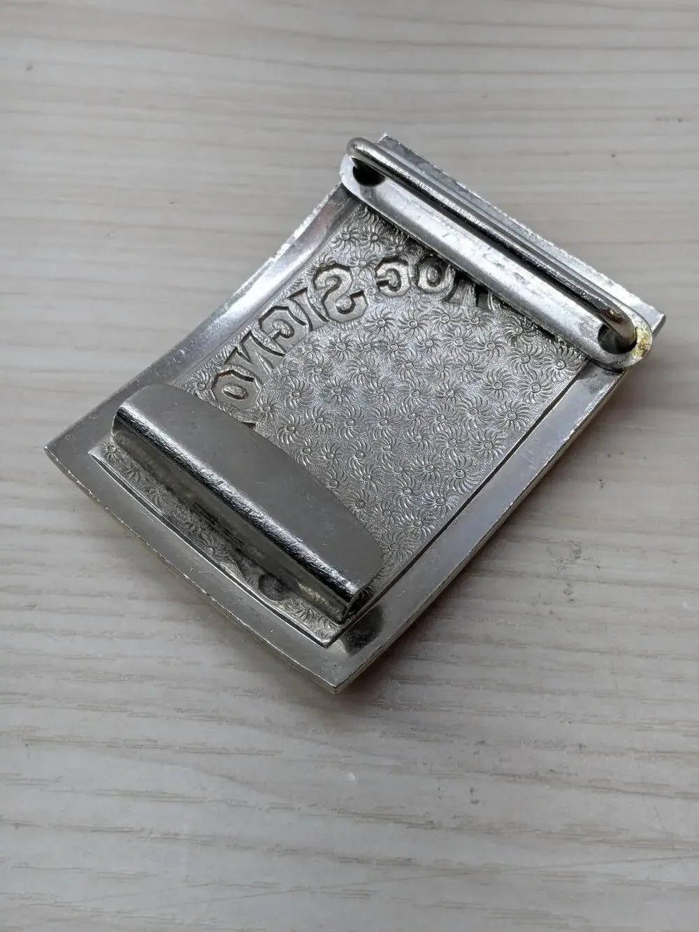 In Hoc Signo Vinces Belt Buckle Mens Silver Red Cross Enamel Masonic Templar